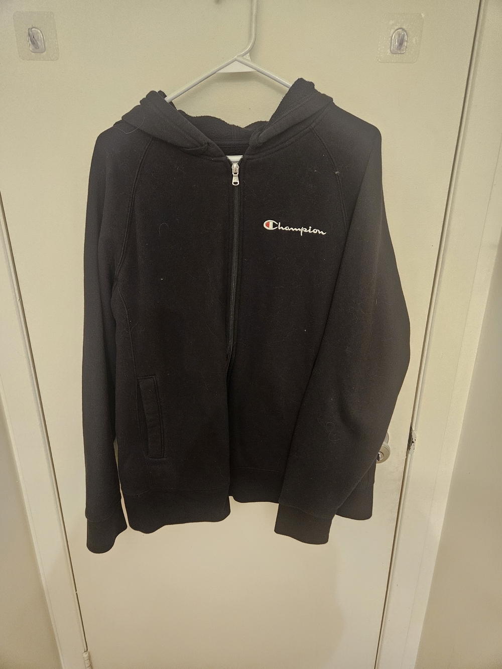 Champion Mens Black Hooded Full-Zip Jacket